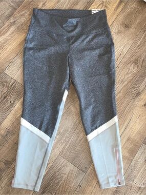 Old Navy Grey and Light Blue Colorblock High-Rise Track Joggers